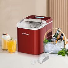 Load image into Gallery viewer, Machine à Glaçons 12KG/24H 2 Tailles de Glaçons 2,1L Réservoir 9pcs en 7 Minutes Pelle Panier Amovible Comptoir Maison Rouge -