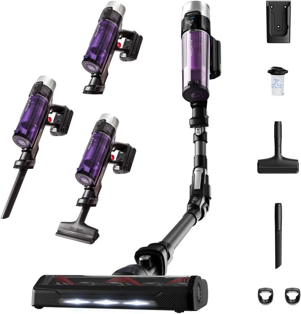 Rowenta X-Force Flex 9.60 Allergie Aspirateur balai sans fil,Filtration Anti-Allergènes,Puissant 100AW,Ultra Léger,Autonomie 45min RH2038WO,Noir / Violet
