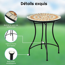 Load image into Gallery viewer, Table de Jardin Style Mosa茂que Cadre en Fer et Rev锚tement Antirouille pour 60 x 60 x 72 CM -