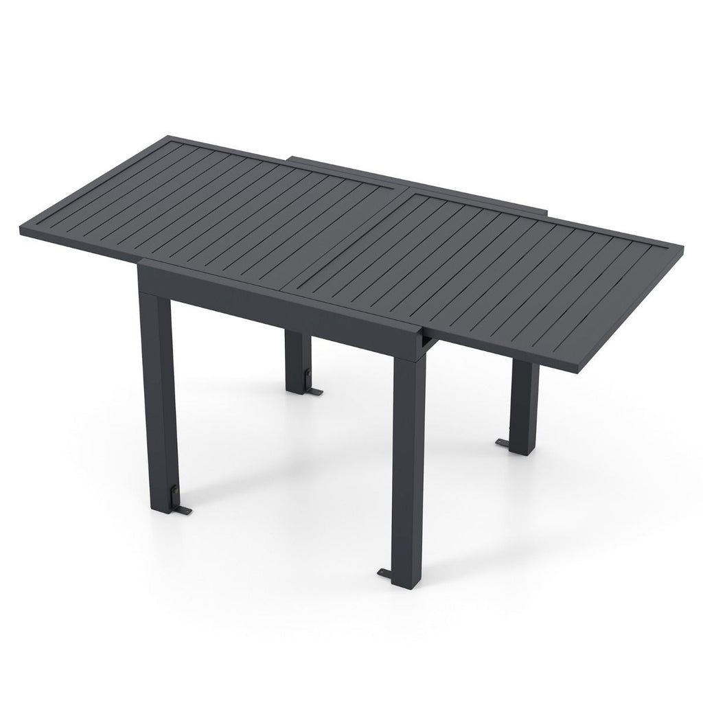 Table de Jardin Extensible en Aluminium Ajustable de 80  160 CM Table  Manger Extrieure Plateau  Lattes pour 4-6 Personnes Gris Fonc -