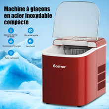 Load image into Gallery viewer, Machine  Glaons 12KG/24H 2 Tailles de Glaons 2,1L Rservoir 9pcs en 7 Minutes Pelle Panier Amovible Comptoir Maison Rouge -