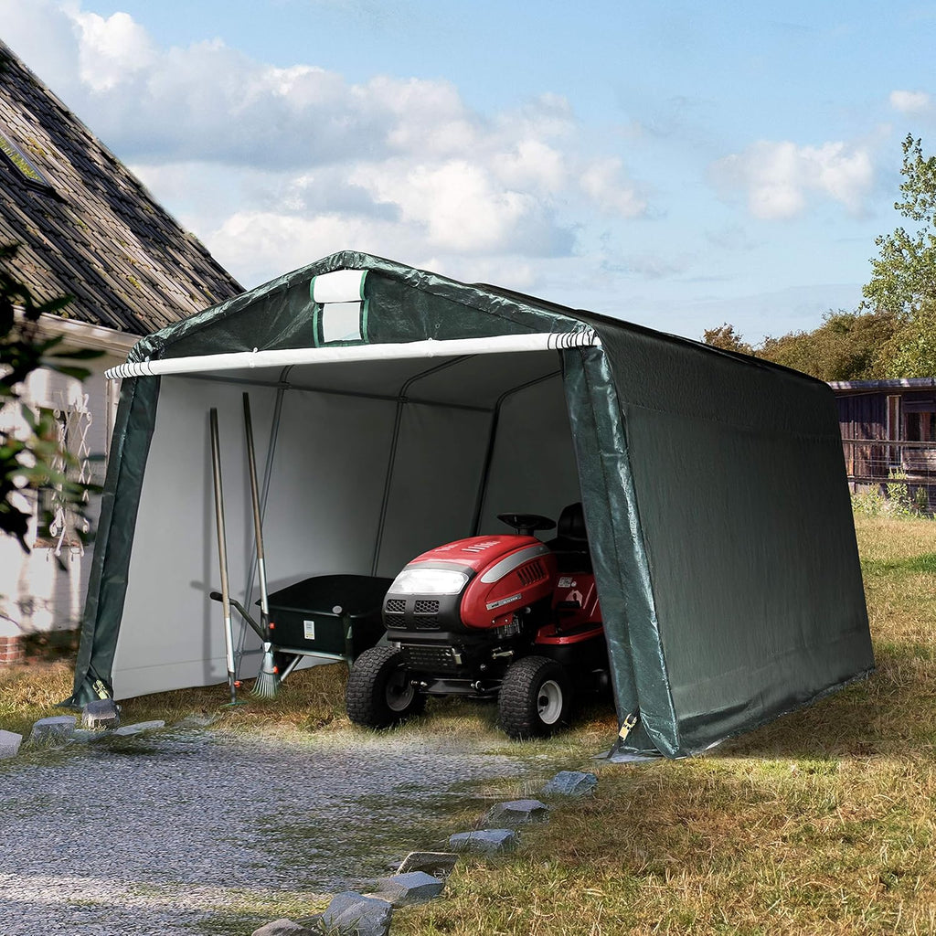 TOOLPORT 3,3 x 4,8 m Garage, abri de Stockage, PE 450 N, Tente Garage Vert foncé