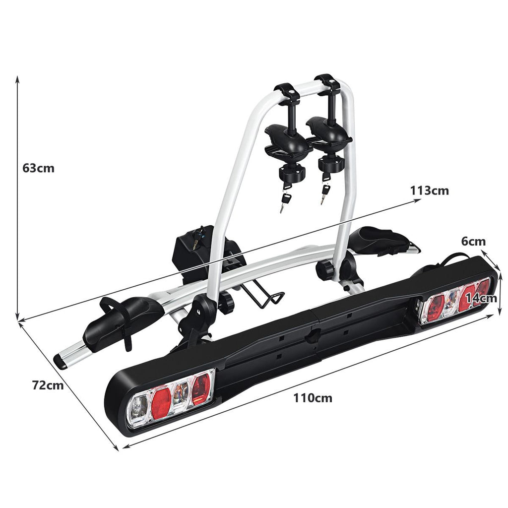 Porte-vlos pour Attelage sur SUV Berline Fourgon pour 2 Vlos Conception Intelligente de Basculement 113x72x63cm -