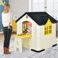 Load image into Gallery viewer, Maison Chef House -Thme Burger Bar - Table de Pique Nique Cabane de Jardin Anti-UV en Plastique 164x124x132 cm Bleu/Rose/Jaune -
