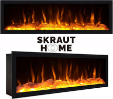 Load image into Gallery viewer, Skraut Home | Meuble TV | Banc Télé | Grand Espace de Rangement | 210 | pour Les TV jusqu'à 80" | Cheminée électrique XXL | Suspendu, Mural | Style Moderne | Noir