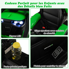 Load image into Gallery viewer, Tracteur Electrique 12 V pour Enfants 3-5 km/h Télécommande MP3 USB Vert/Jaune -