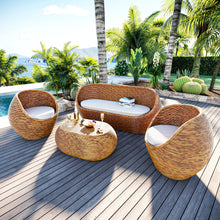 Load image into Gallery viewer, Salon de jardin en rotin 5 places Trinidad Naturel beige - Action-sport36 -