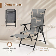 Load image into Gallery viewer, Lot de 2 Chaises Longues Pliantes et Inclinables Dossiers et Accoudoirs Réglables à 10 Niveaux Repose-Pied Rétractable Capacité 150 Kg Gris -