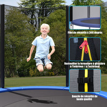 Load image into Gallery viewer, Trampoline de Jardin 脴 305cm avec Filet de Scurit Porte Entre Echelle Noir et Bleu -