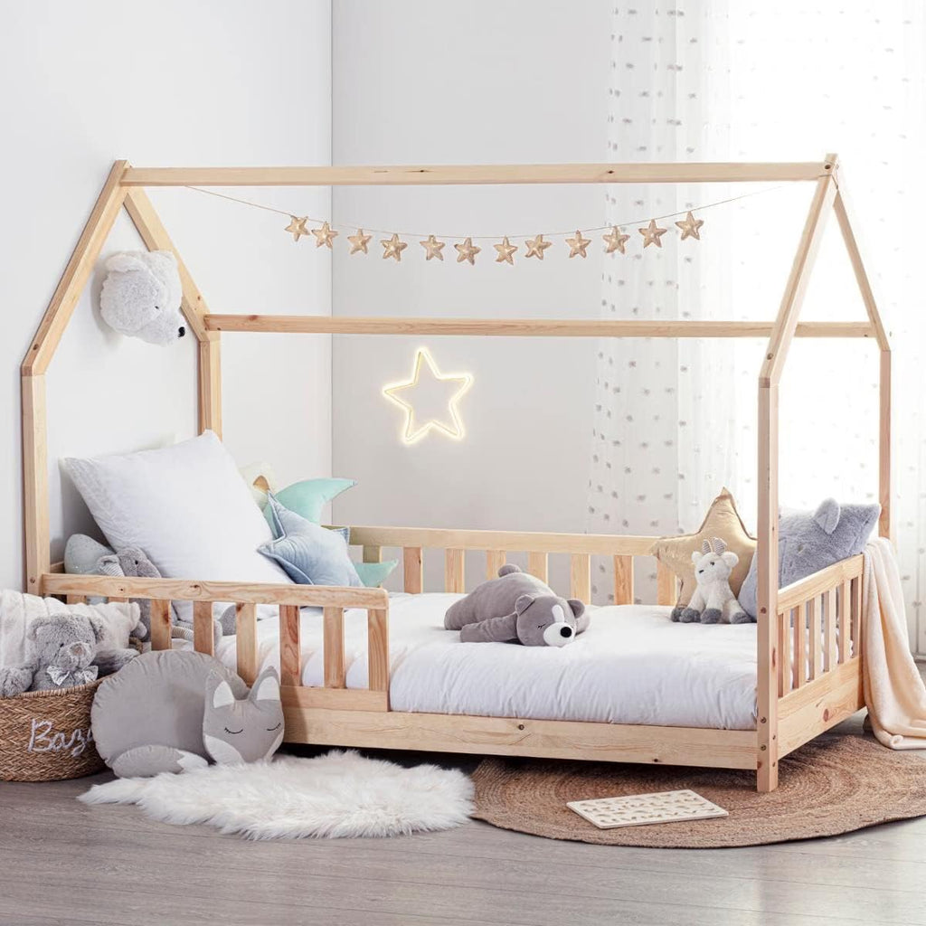 Lit cabane enfant Atmosphera Bosco 90 x 190 cm + matelas 90 x 190 cm Blanc