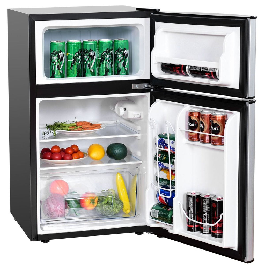 Rfrigrateur Compact Mini-rfrigrateur 90 L Conglateur Spar avec Design  2 Portes Fonctionnement Silencieux Blanc/Gris/Noir -