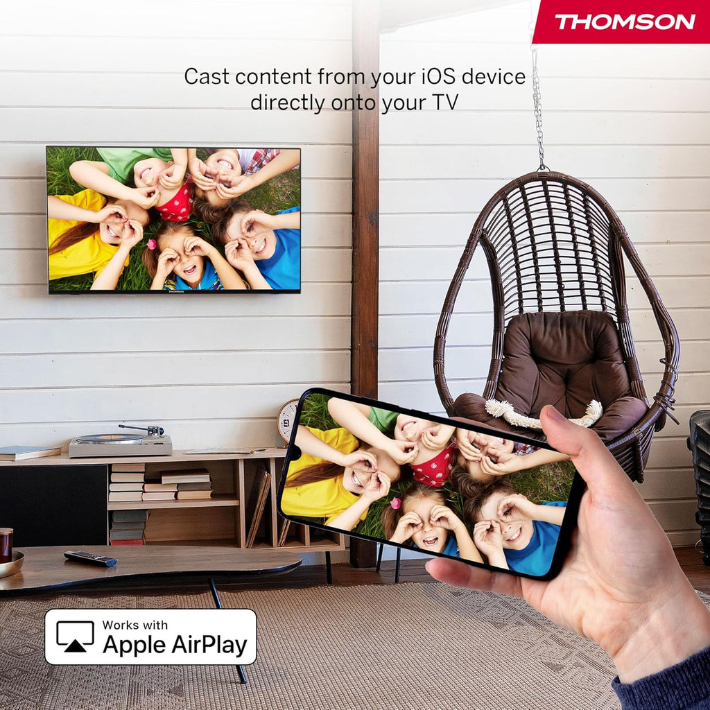 THOMSON 32 Pouces (82 cm) HD LED Fire TV mit Alexa-Sprachsteuerung AirPlay Triple Tuner(Câble-Satellite-Antenne) Bluetooth 5.0 HDMI USB-Anschlüsse AV in CI USB – 32HF2S34