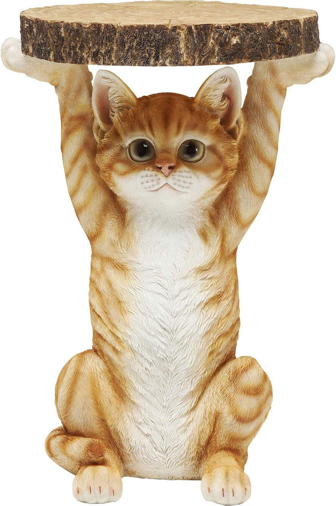 Kare Design Table d'Appoint Animal Ms. Cat, Chat, Marron/Orange, Rond, Diamètre 33 cm, Table de Salon, Meuble, Cadeau, Deco Intérieur, Décoration Chambre, Maison