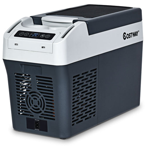 Réfrigérateur Congélateur de Voiture 12L Portable Compresseur -20°C à +10°C Ampoules LED 2 Porte-gobelets 23x53x36cm -