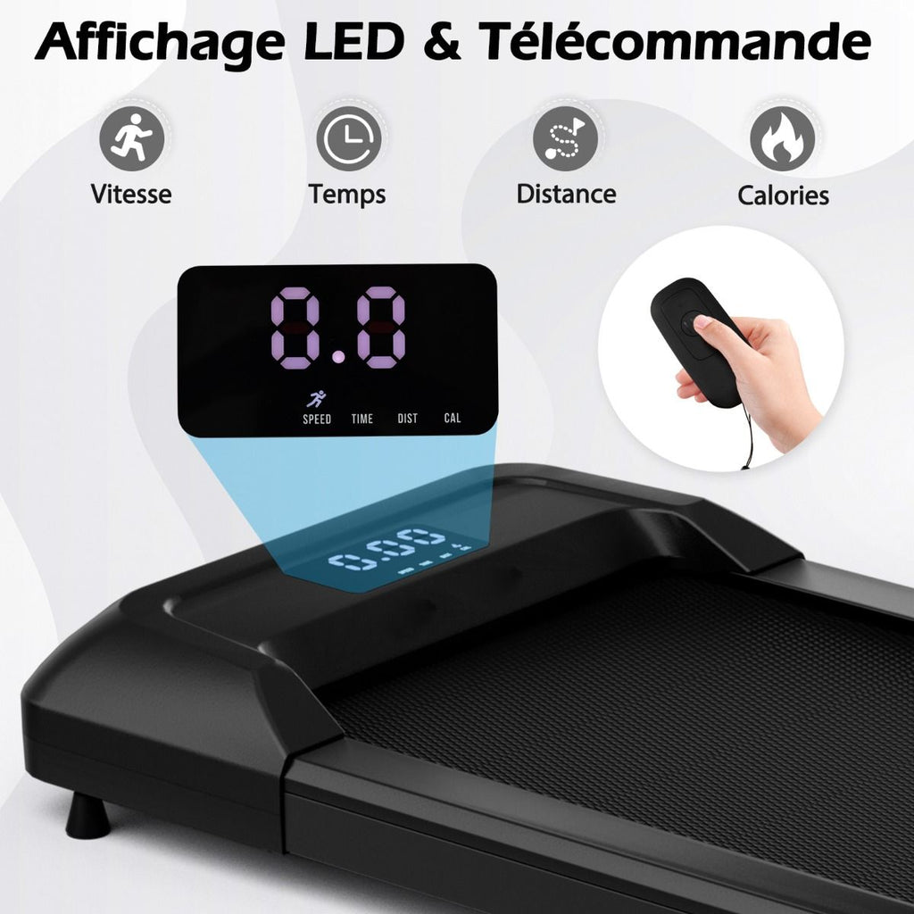 Tapis de Course Mince Tapis de Jogging avec Capacit de 120 Kg Tlcommande et cran Led Inclinable  Roulettes Tapis de Course  Glisser Gris/Noir/Rose -