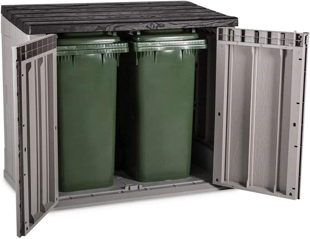 Toomax Stora Way Boîte à Outils d'extérieur en polypropylène recyclé avec Effet Bois (842L,Gris Taupe/Marron)