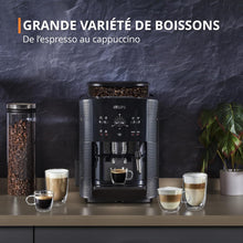 Load image into Gallery viewer, Machine à café grain,1,7 L,2 tasses en simultané,Nettoyage automatique,Buse vapeur pour Cappuccino,Cafetière espresso,Essential noire YY8125FD,Noir -