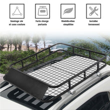 Load image into Gallery viewer, Porte-Bagages de Toit pour Voiture en Mtal 122,5x102CM avec Dflecteur d橝ir Capacit 75 KG Noir Accessoires Automobiles -