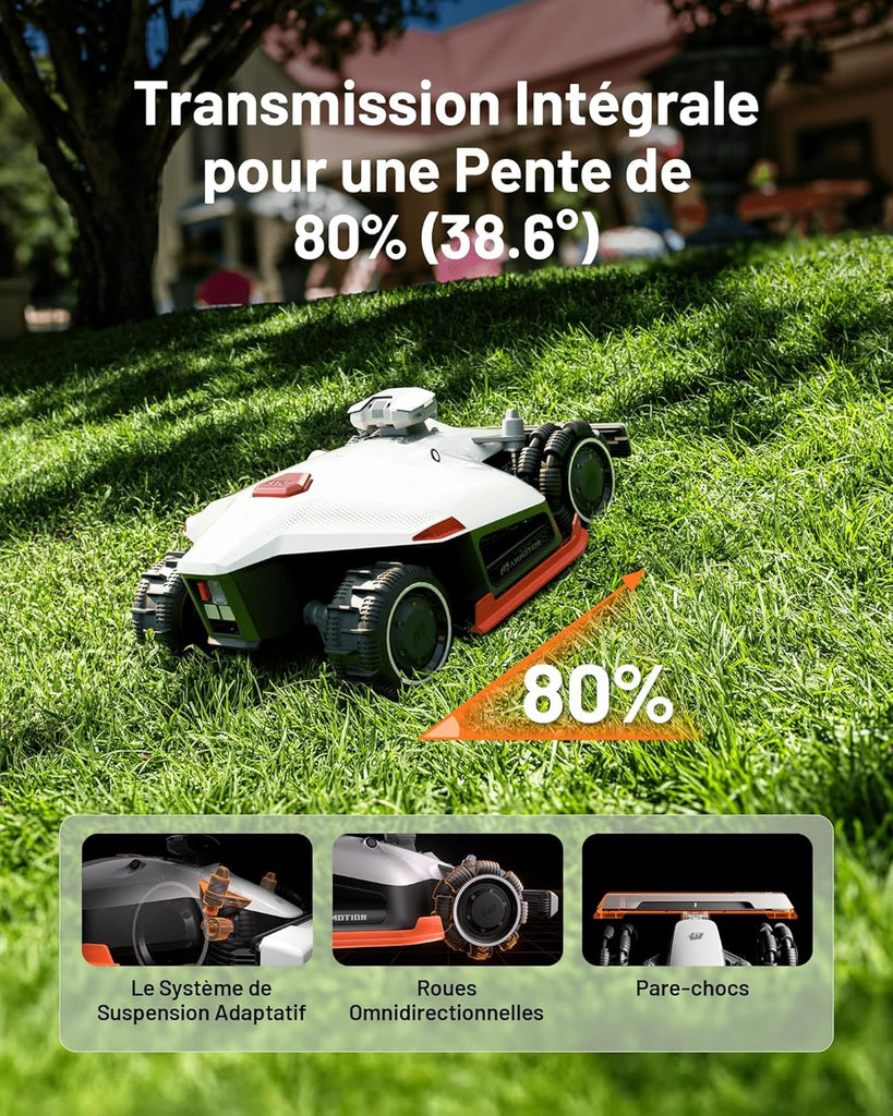 MAMMOTION LUBA 2 AWD 3000X Robot Tondeuse sans Fil Périphérique, NetRTK+Vision, Aucune Antenne RTK Requise, Recommandé 3000m², Pentes à 80%, Hauteur de Coupe 25-70 mm,avec Module 4G