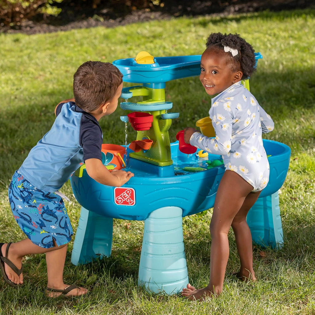 Rain Shower Splash Table d'eau avec 13 Accessoires - Bleu & Vert | Table Jeux d'eau | Table d檃ctivit pour Le Jardin,Table Activit Eau | Table d'eau Extrieur