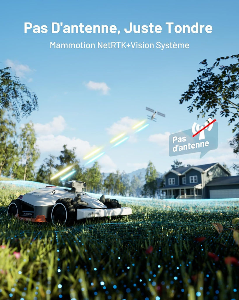 MAMMOTION LUBA 2 AWD 3000X Robot Tondeuse sans Fil Périphérique, NetRTK+Vision, Aucune Antenne RTK Requise, Recommandé 3000m², Pentes à 80%, Hauteur de Coupe 25-70 mm,avec Module 4G