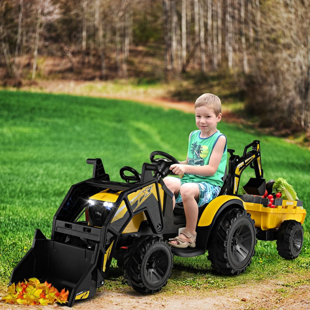 Tracteur Electrique 12 V pour Enfants 3-5 km/h Tlcommande MP3 USB Vert/Jaune -
