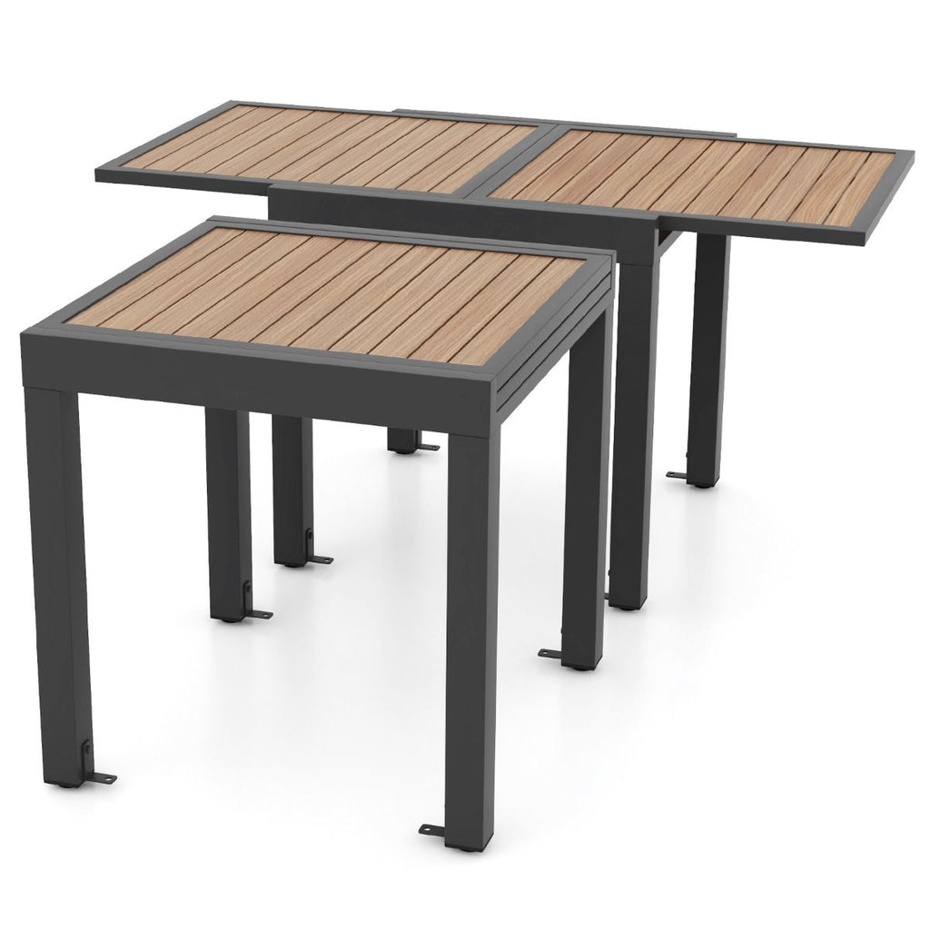 Table de Jardin Extensible en Aluminium Ajustable de 80  160 CM Table  Manger Extrieure Rectangulaire pour 4-6 Personnes Naturel -