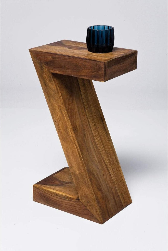 Kare Design Table d'Appoint Z Authentico, Marron, Bois Massif, Table de Salon, Meuble, Deco Intérieur, Décoration Chambre, Salon, Maison, 55x30x20 cm (H/L/P)
