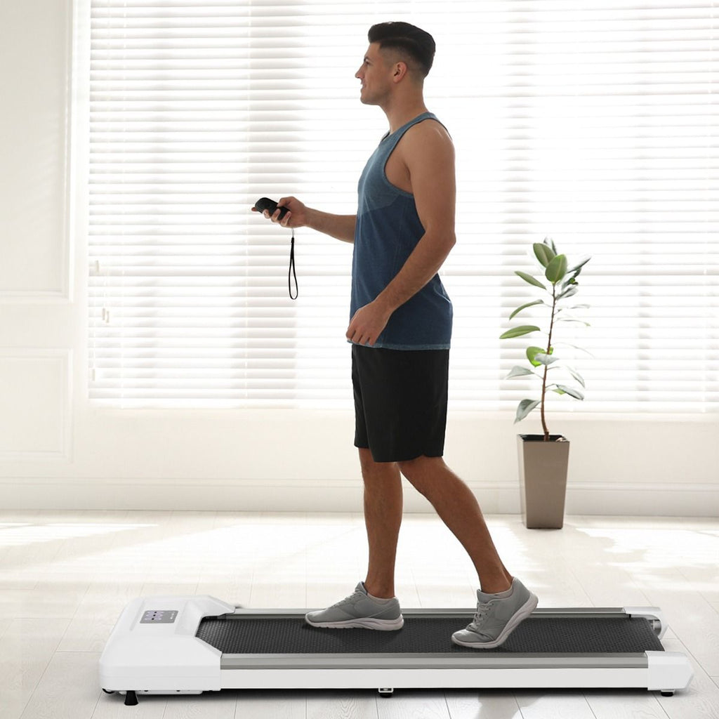 Tapis de Course Mince Tapis de Jogging avec Capacit de 120 Kg Tlcommande et cran Led Inclinable  Roulettes Tapis de Course  Glisser Gris/Noir/Rose -