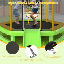 Load image into Gallery viewer, Trampoline Extérieur Ø 223cm avec Toboggan&amp;Echelle avec Filet de Sécurité 2 Portes en U Charge 270kg pour 2-3 Enfants de 3 Ans+ Bleu/Vert -