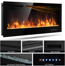 Load image into Gallery viewer, M.C.Haus Cheminée électrique avec écran Tactile et Panneau en Verre coloré pour Insert de Flamme - Chauffage Mural - Télécommande avec Cristal et bûches - 900/1800 W (102 cm, Noir)