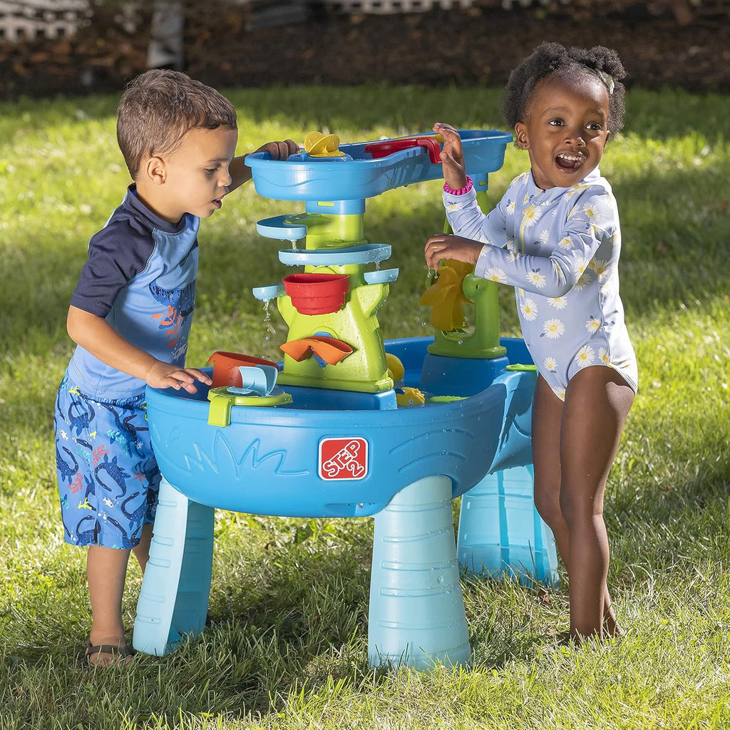 Rain Shower Splash Table d'eau avec 13 Accessoires - Bleu & Vert | Table Jeux d'eau | Table d檃ctivit pour Le Jardin,Table Activit Eau | Table d'eau Extrieur