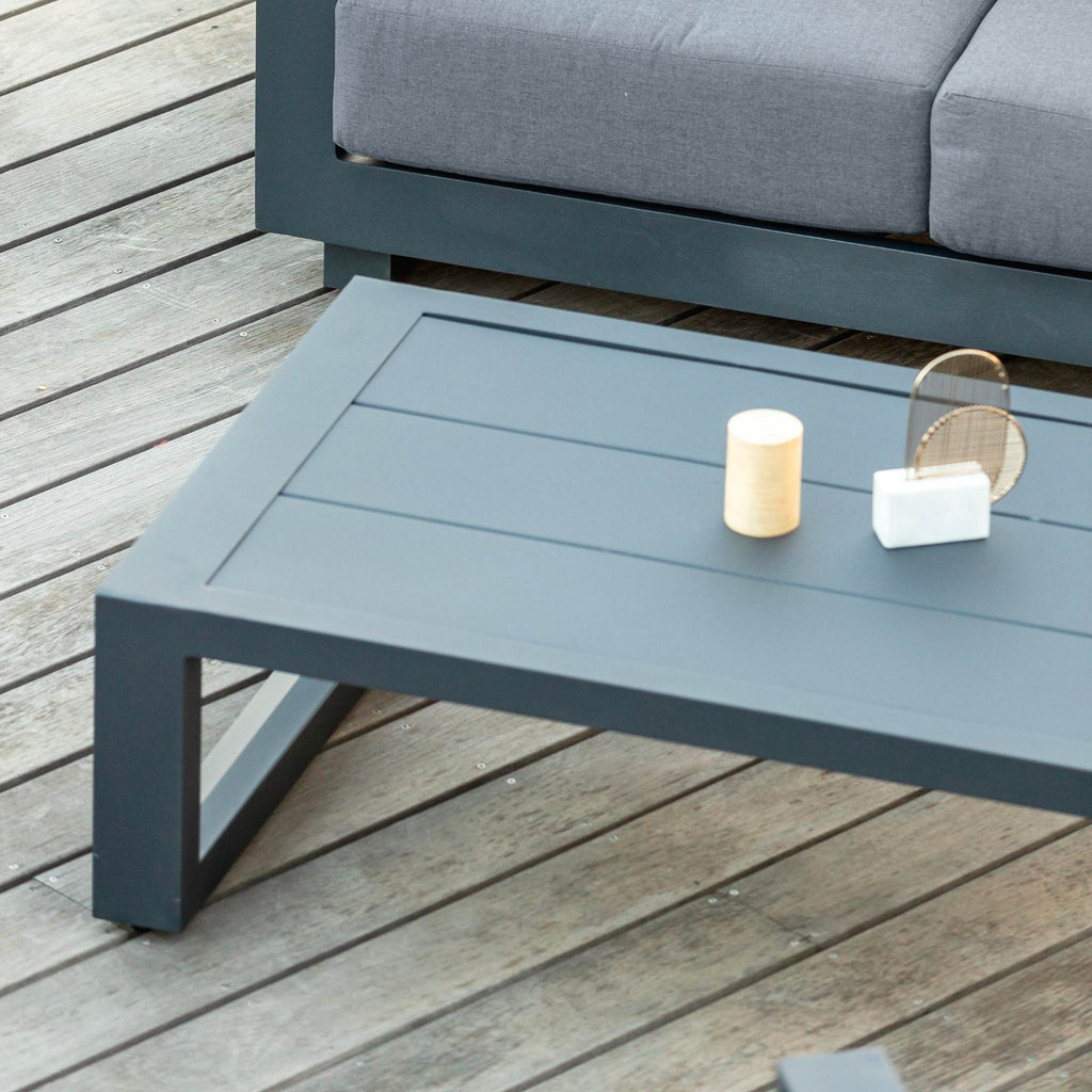 Salon de jardin d'angle aluminium 10 places Elba Gris anthracite - Action-sport36 -