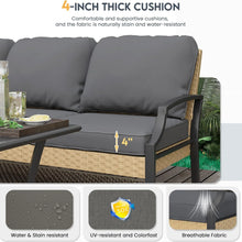 Load image into Gallery viewer, AECOJOY Outdoor Patio Furniture Set with Rocking Chair, 4 Piece Rattan Conversation Bistro Set with Coffee Table, Gray