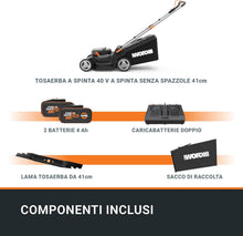 Load image into Gallery viewer, Pack Pro+ Tondeuse à Gazon 40V 460m² + Coupe-Bordures 20V + 2 Batteries 4Ah et 1 Batterie 2Ah + Chargeur Double et Chargeur Simple (Idéal pour l'Entretien du Jardin)