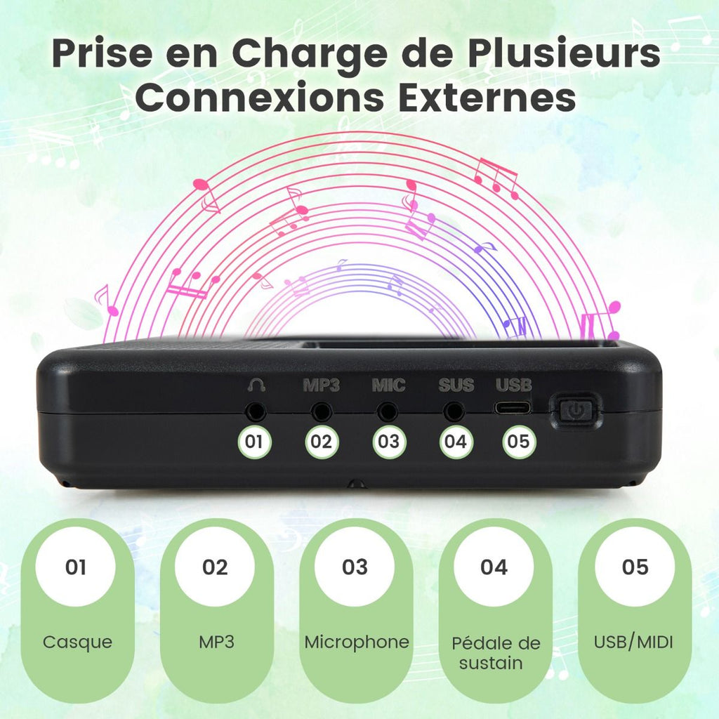 Piano Numrique Pliable  88 Touches avec Fonction Bluetooth MIDI Clavier lectronique Portable avec Pdale de Sustain Sac de Transport -