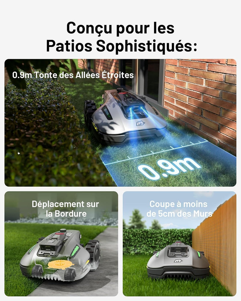 MAMMOTION YUKA Mini 700 Robot Tondeuse sans Fil Périphérique, NetRTK+Vision, Aucune Antenne RTK Requise, Recommandé 700 m², Pente à 50%, Cartographie Automatique, avec Module 4G