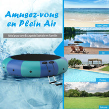 Load image into Gallery viewer, Trampoline Aquatique Gonflable Dia.457cm Capacité de 150kg avec Kit de Réparation Echelle et Gonfleur Electrique 500w Bleu -