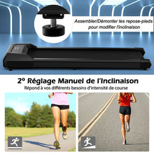 Load image into Gallery viewer, Tapis de Course Mince Tapis de Jogging avec Capacit de 120 Kg Tlcommande et cran Led Inclinable  Roulettes Tapis de Course  Glisser Gris/Noir/Rose -