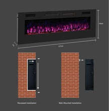 Load image into Gallery viewer, Mystflame Crystal 50 - Cheminée Électrique Murale avec Wi-FI, 127 cm, Ultra Fine 8 cm, 12 Couleurs de Flamme, Thermostat 750/1500W, Poêle Confortable, Écran Tactile et Minuterie