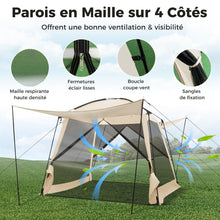 Load image into Gallery viewer, Tente de Camping pour 8-10 Personnes Tente Dôme avec Vestibule et Moustiquaire Porte Zippée Tente Portable avec Sac de Transport 300x300x250cm Beige -