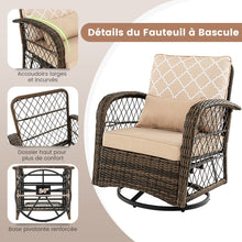 Load image into Gallery viewer, Salon de Jardin Extérieur 3PCS - 2 en Fauteuils à Bascule Pivotant à 360°Rotin PE Cadre Métal our Terrasse Balcon -