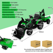 Load image into Gallery viewer, Tracteur Electrique 12 V pour Enfants 3-5 km/h Tlcommande MP3 USB Vert/Jaune -