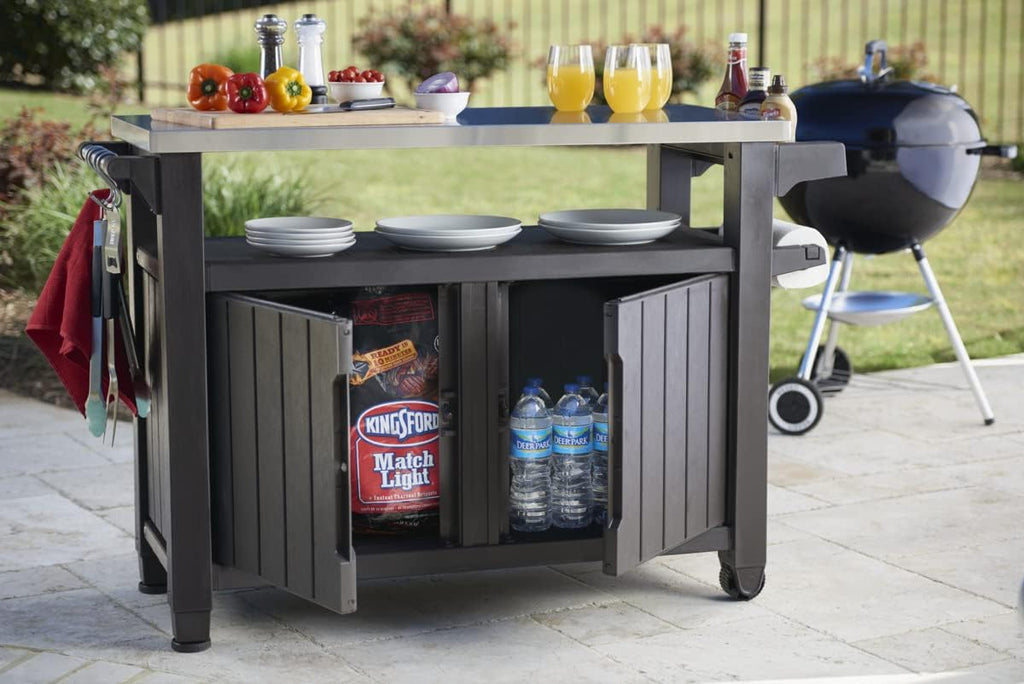 Desserte barbecue gris UNITY XL - 207 litres - 134 x 51.7 x 89.6 cm