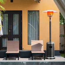 Load image into Gallery viewer, Parasol Chauffage Extérieur à Gaz 13KW Réflecteur 82cm avec Dispositif de Anti-basculement Tube 2 Roues Fluide 220cm Noir -