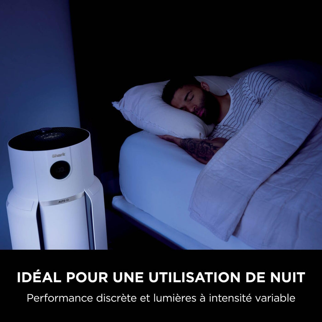 Shark NeverChange jusqu'à 5 ans Purificateur d'air MAX intérieur, Couvre 130m², Filtre HEPA 5 ans, Capture 99,97% allergènes, Mode automatique, Silencieux, LED, Blanc HP300EU