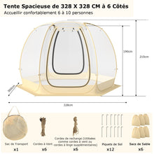 Load image into Gallery viewer, Tente Bulle  Ouverture Instantane pour 6  10 Personnes Tente D么me d'Extrieur 328 x 328 cm Rsistante Aux Intempries Transparent -