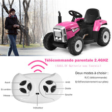 Load image into Gallery viewer, Tracteur Electrique avec Remorque pour Enfants 3 Vitesses Lumières LED Fonctions o USB et Bluetooth Jaune/Rose/Rouge/Vert/Vert Foncé/Noir -