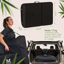 Load image into Gallery viewer, MASSUNDA All INKL Chaise de Massage Pliante et réglable en Hauteur – Table de Massage Mobile en Bois Massif avec Housse en éponge, accoudoirs et dossiers, appuie-tête Ergonomique (Noir)