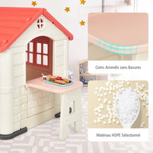 Load image into Gallery viewer, Maison Chef House -Thme Burger Bar - Table de Pique Nique Cabane de Jardin Anti-UV en Plastique 164x124x132 cm Bleu/Rose/Jaune -